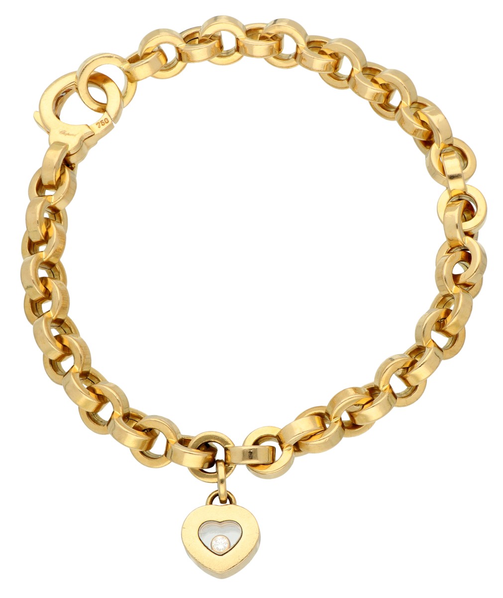 Chopard 18K geelgouden Happy Diamond schakelarmband met hart bedel