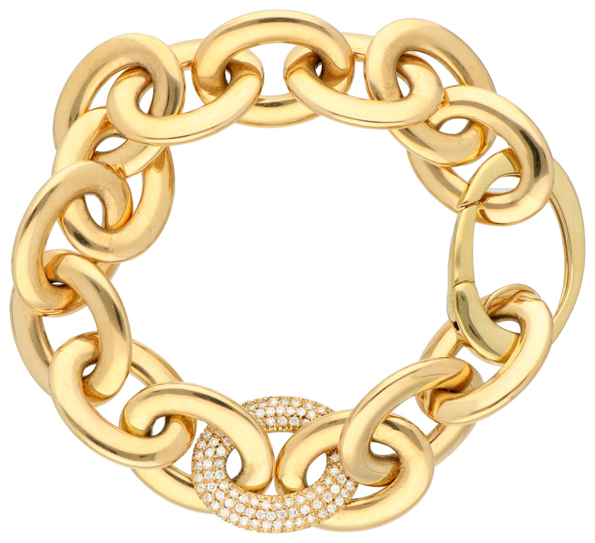 18K Geelgouden schakel armband van Antonio Papini met diamant.