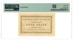 Belgium. 2 Franc. Banknote. Type 1914. Type Top pop. - PMG 64