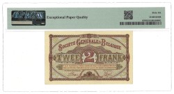 Belgium. 2 Francs. Banknote. Type 1915/1918. Type Top pop. - PMG 66EPQ