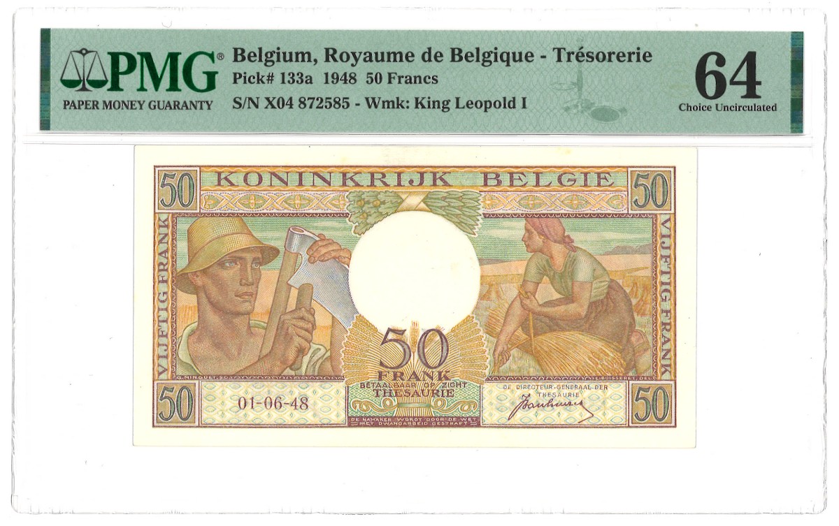 Belgium. 50 Francs. Banknote. Type 1948. - PMG 64