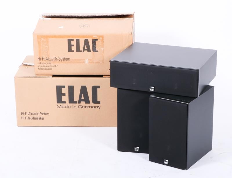 Een Elac Hi-Fi Akustik System subwoofer en daarbij (2) Elac luidsprekers, Duitsland, 2e helft 20e eeuw.