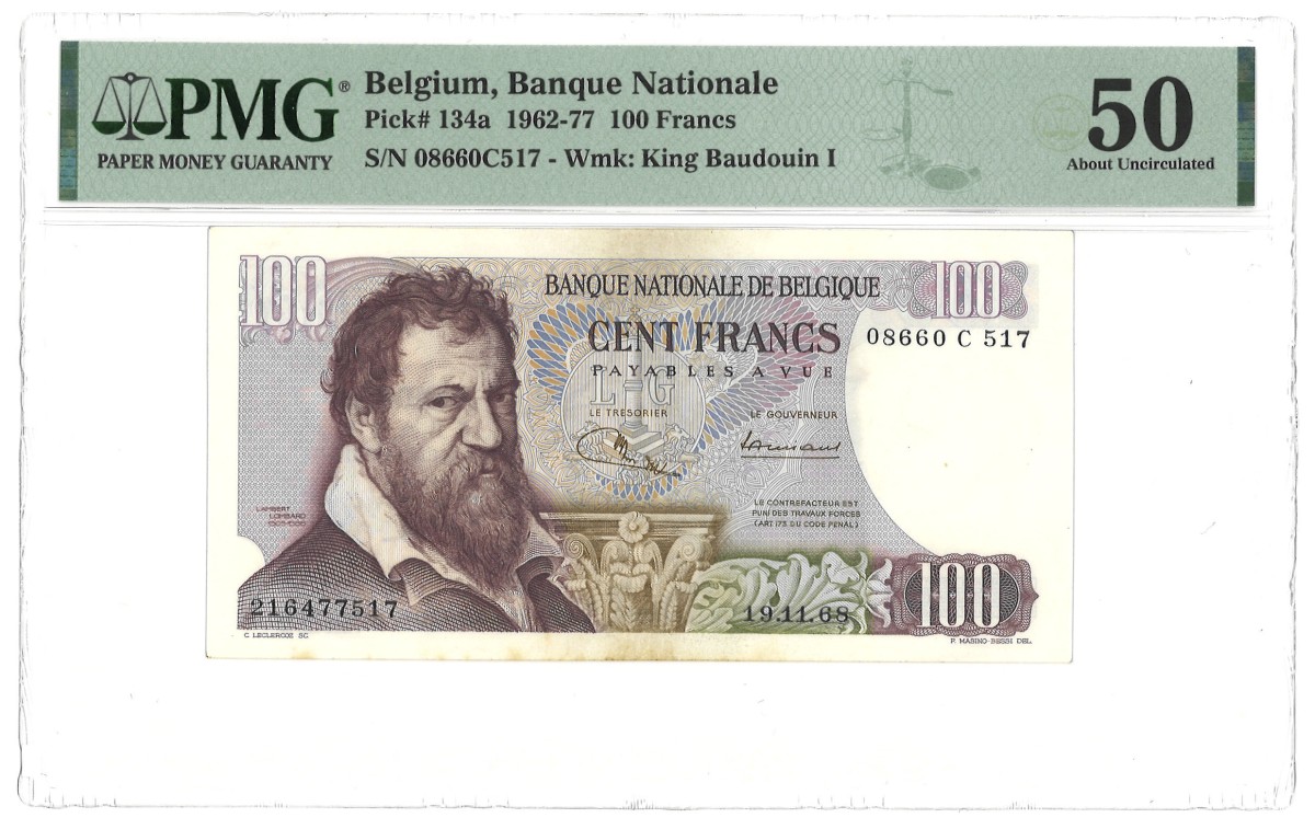 Belgium. 100 Francs. Banknote. Type 1962/1977. - PMG 50