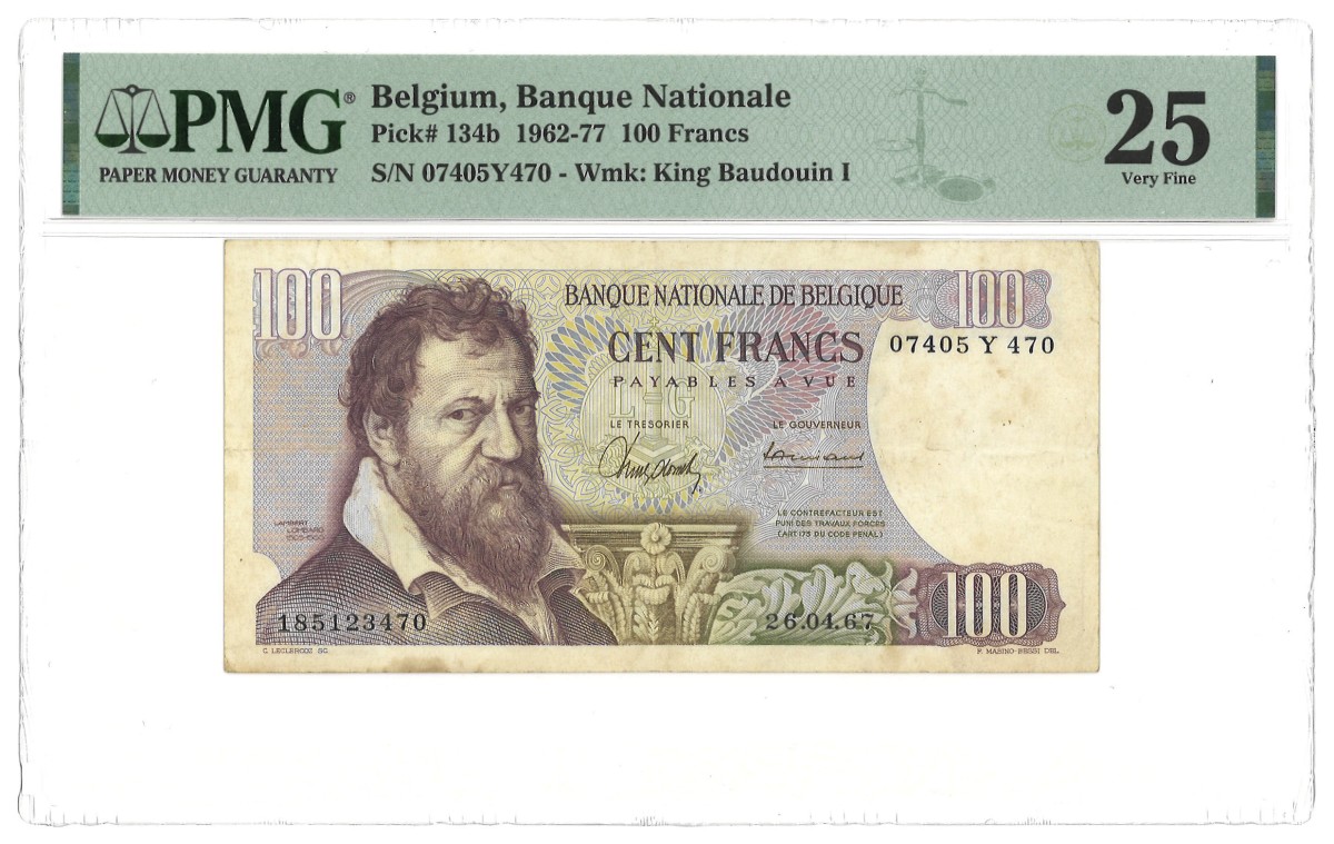 Belgium. 100 Francs. Banknote. Type 1962/1977. - PMG 25