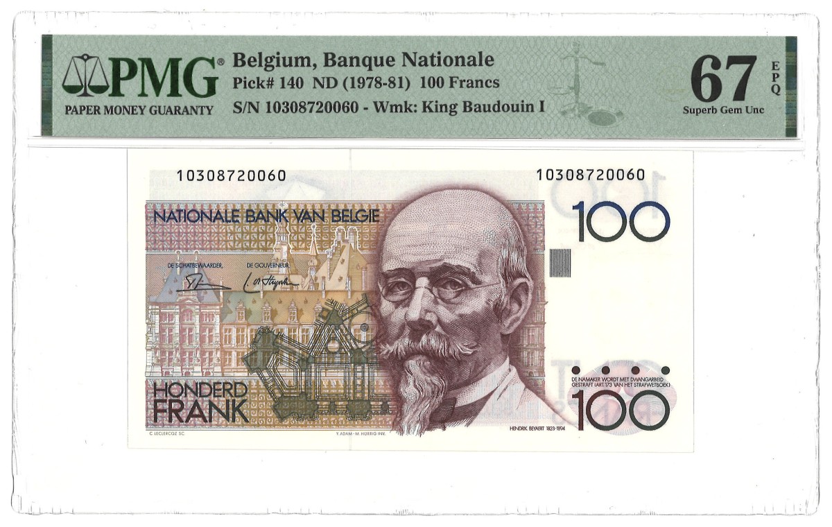 Belgium. 100 Francs. Banknote. Type 1978/1981. - PMG 67EPQ