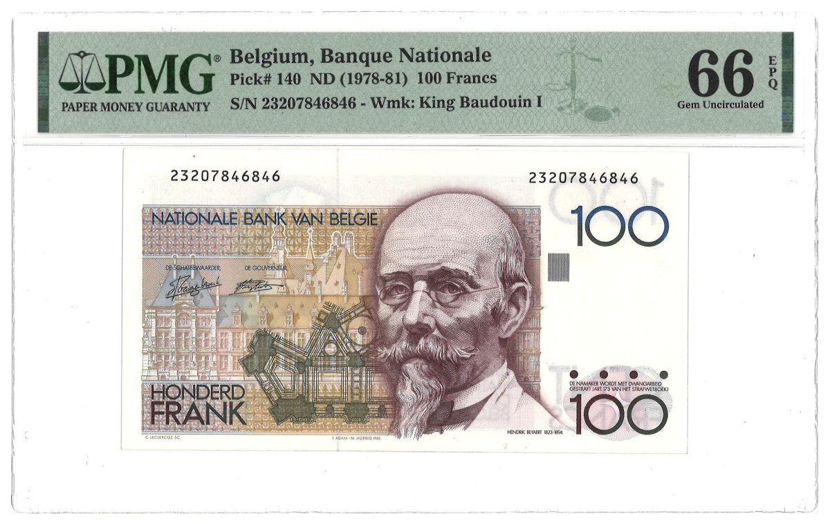 Belgium. 100 Francs. Banknote. Type 1978/1981. - PMG 66EPQ