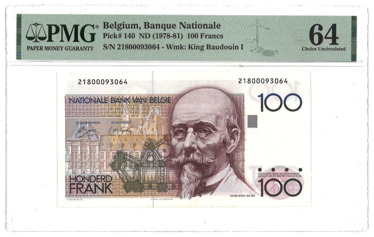 Belgium. 100 Francs. Banknote. Type 1978/1981. - PMG 64