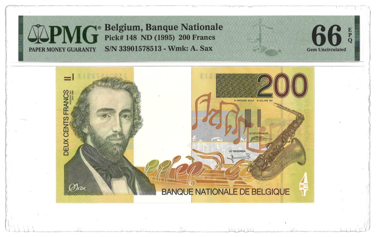 Belgium. 200 Francs. Banknote. Type 1995. - PMG 66EPQ