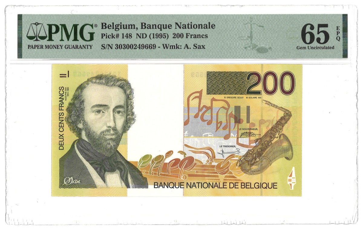 Belgium. 200 Francs. Banknote. Type 1995. - PMG 65EPQ