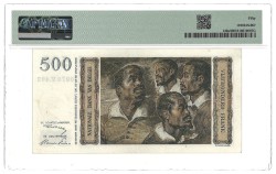 Belgium. 500 Francs. Banknote. Type 1952/1958. - PMG 50