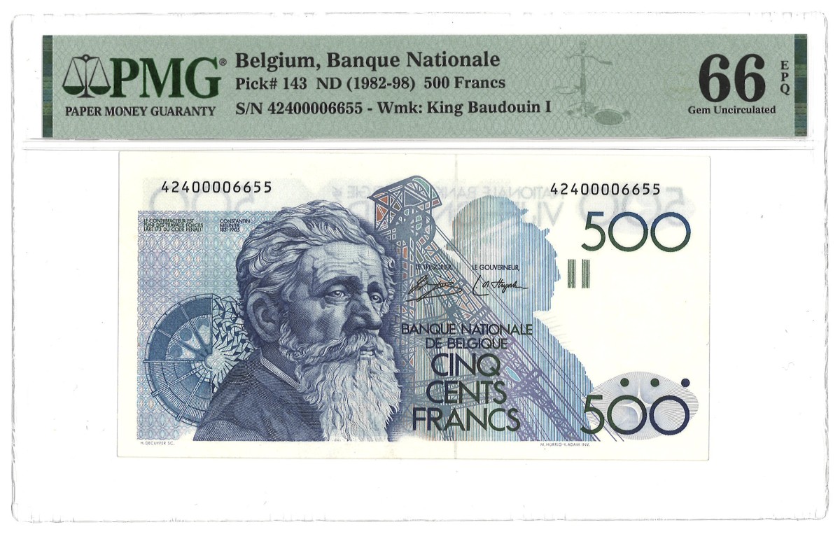 Belgium. 500 Francs. Banknote. Type 1982/1998. - PMG 66EPQ