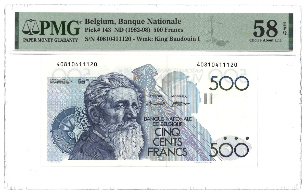 Belgium. 500 Francs. Banknote. Type 1982/1998. - PMG 58EPQ