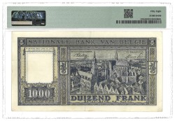 Belgium. 1000 Francs. Banknote. Type 1944/1946. - PMG 58