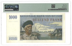 Belgium. 1000 Francs. Banknote. Type 1950/1958. - PMG 55