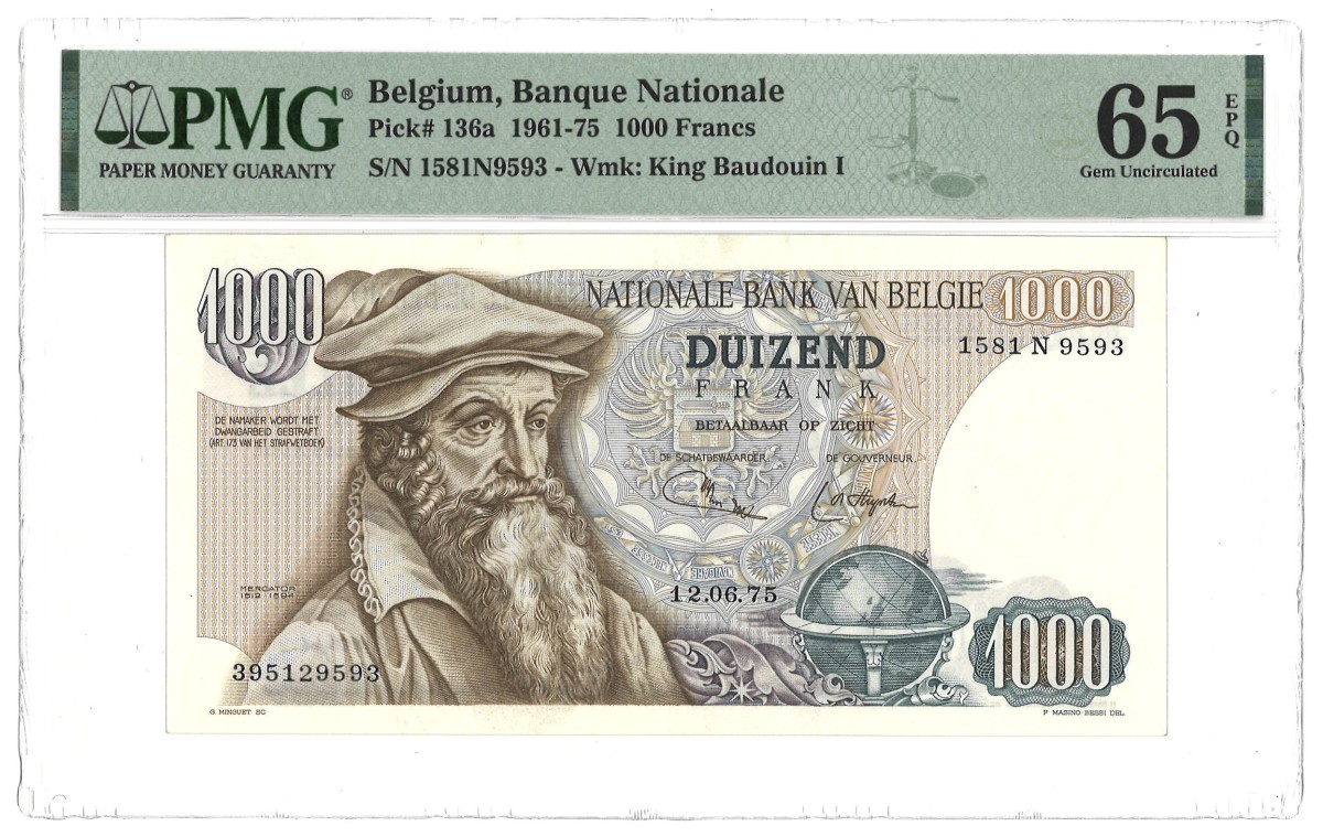 Belgium. 1000 Francs. Banknote. Type 1961/1975. - PMG 65EPQ