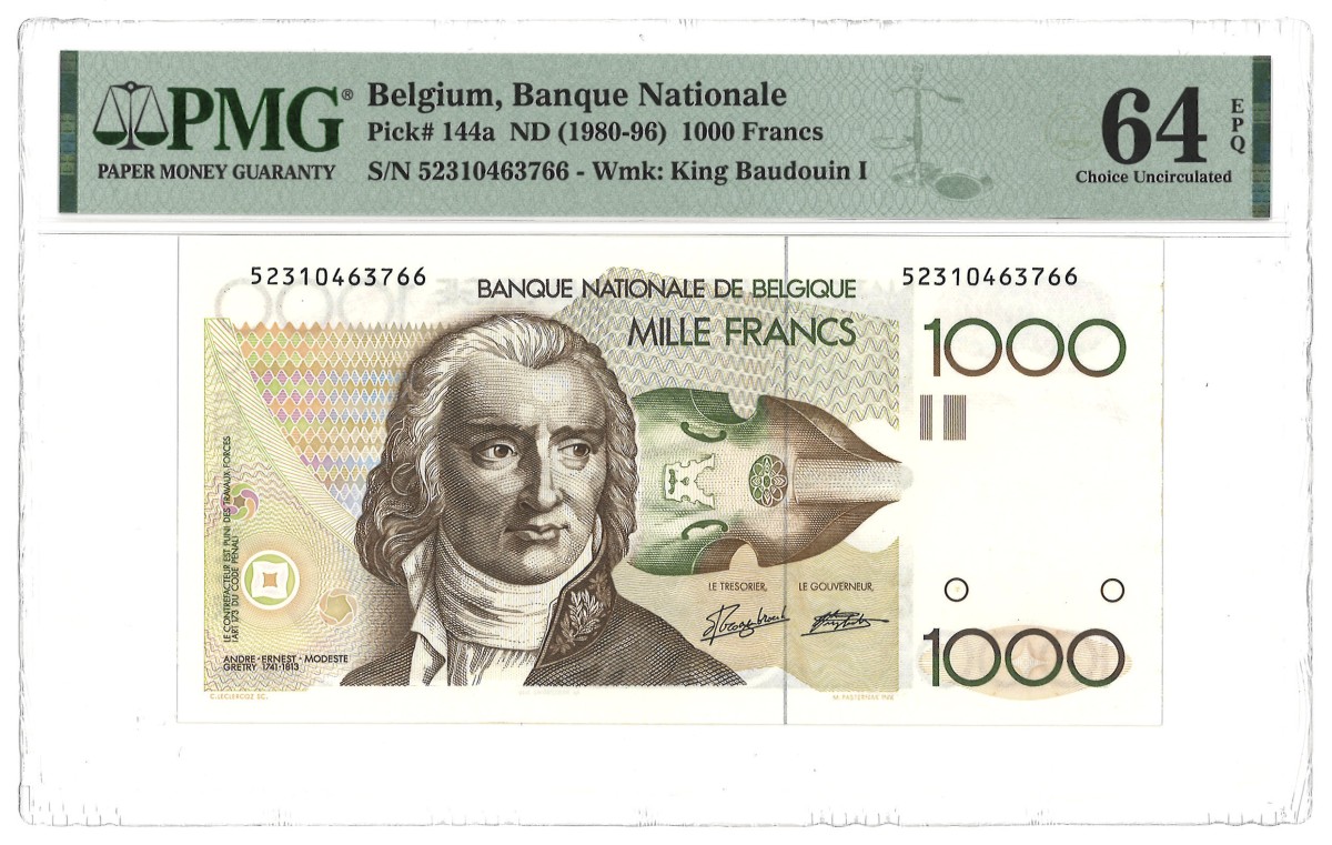 Belgium. 1000 Francs. Banknote. Type 1980/1996. - PMG 64EPQ