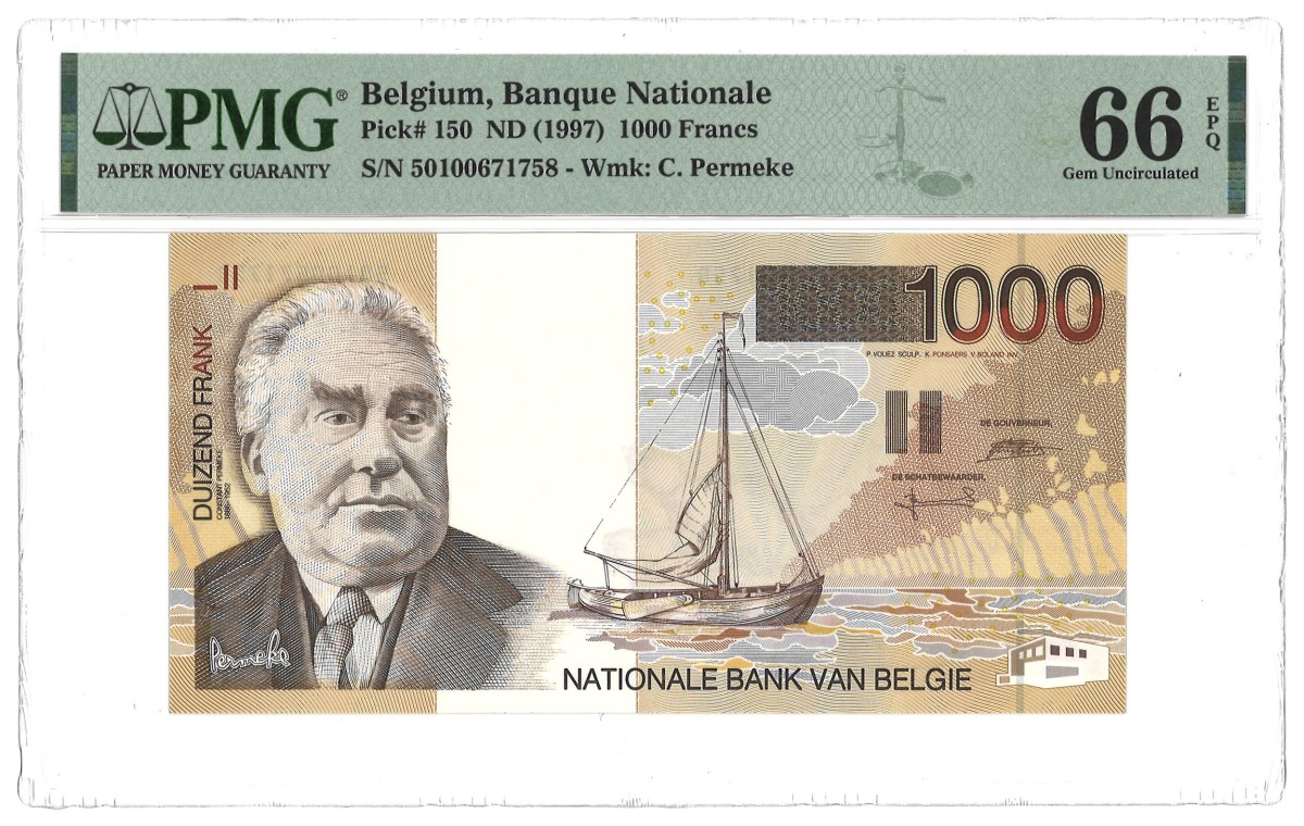 Belgium. 1000 Francs. Banknote. Type 1997. - PMG 66EPQ