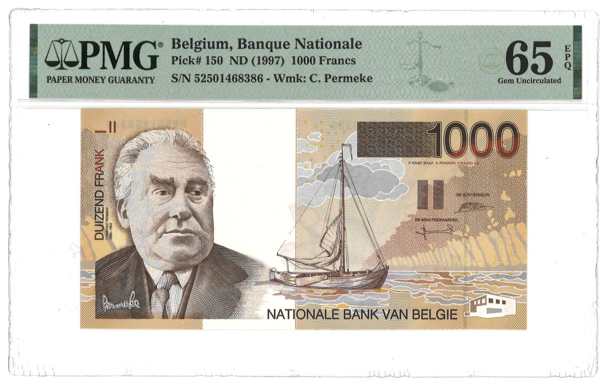 Belgium. 1000 Francs. Banknote. Type 1997. - PMG 65EPQ