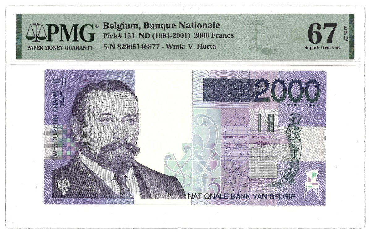 Belgium. 2000 Francs. Banknote. Type 1994/2001. - PMG 67EPQ