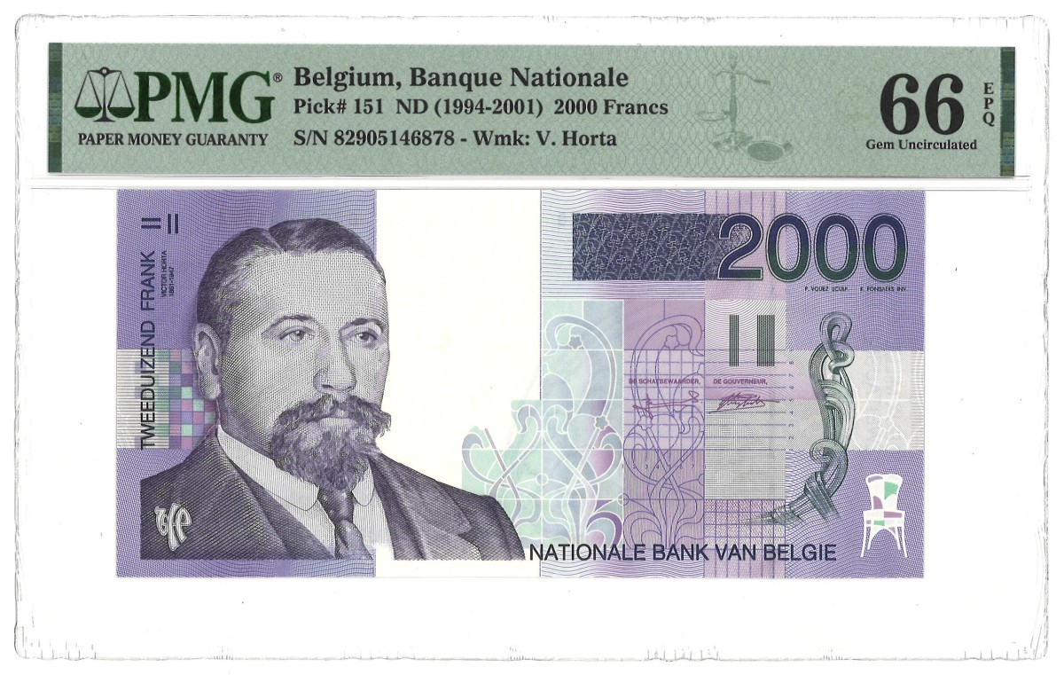 Belgium. 2000 Francs. Banknote. Type 1994/2001. - PMG 66EPQ