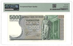 Belgium. 5000 Francs. Banknote. Type 1971/1977. - PMG 66EPQ