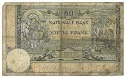 Belgium. 50 Francs. Banknote. Type 1909/1926. - Fine.