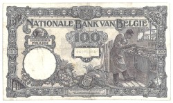 Belgium. 100 Francs. Banknote. Type 1921/1927. - Very fine.