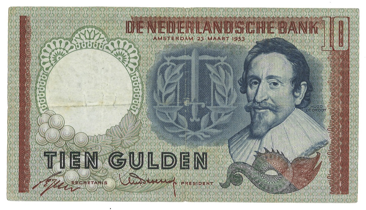 Nederland. 10 Gulden. Misdruk. Type 1953. Type Hugo de Groot. - Zeer Fraai.