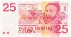 Nederland. 25 Gulden. Misdruk. Type 1971. - Zeer Fraai.