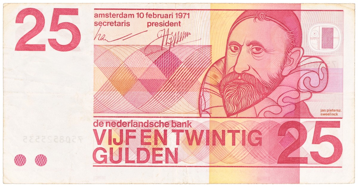 Nederland. 25 Gulden. Misdruk. Type 1971. - Zeer Fraai.