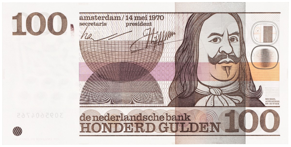 Nederland. 100 Gulden. Misdruk. Type 1970. Type Michiel de Ruyter. - UNC.