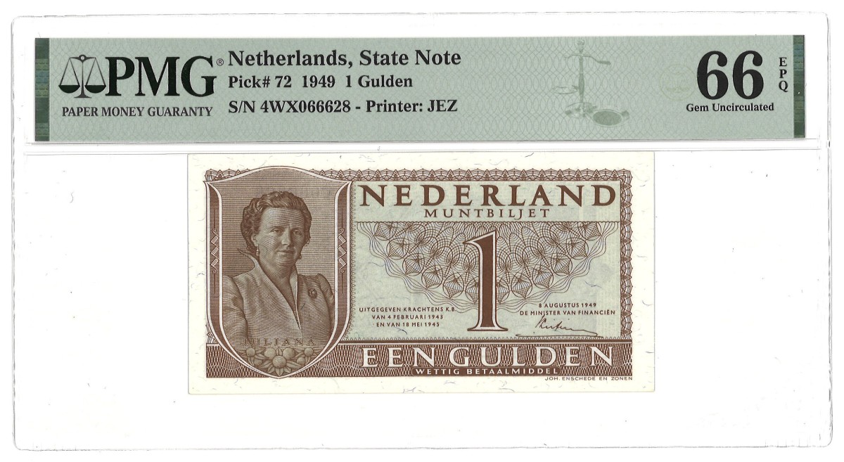 Nederland. 1 Gulden. Bankbiljet. Type 1949. - PMG 66EPQ