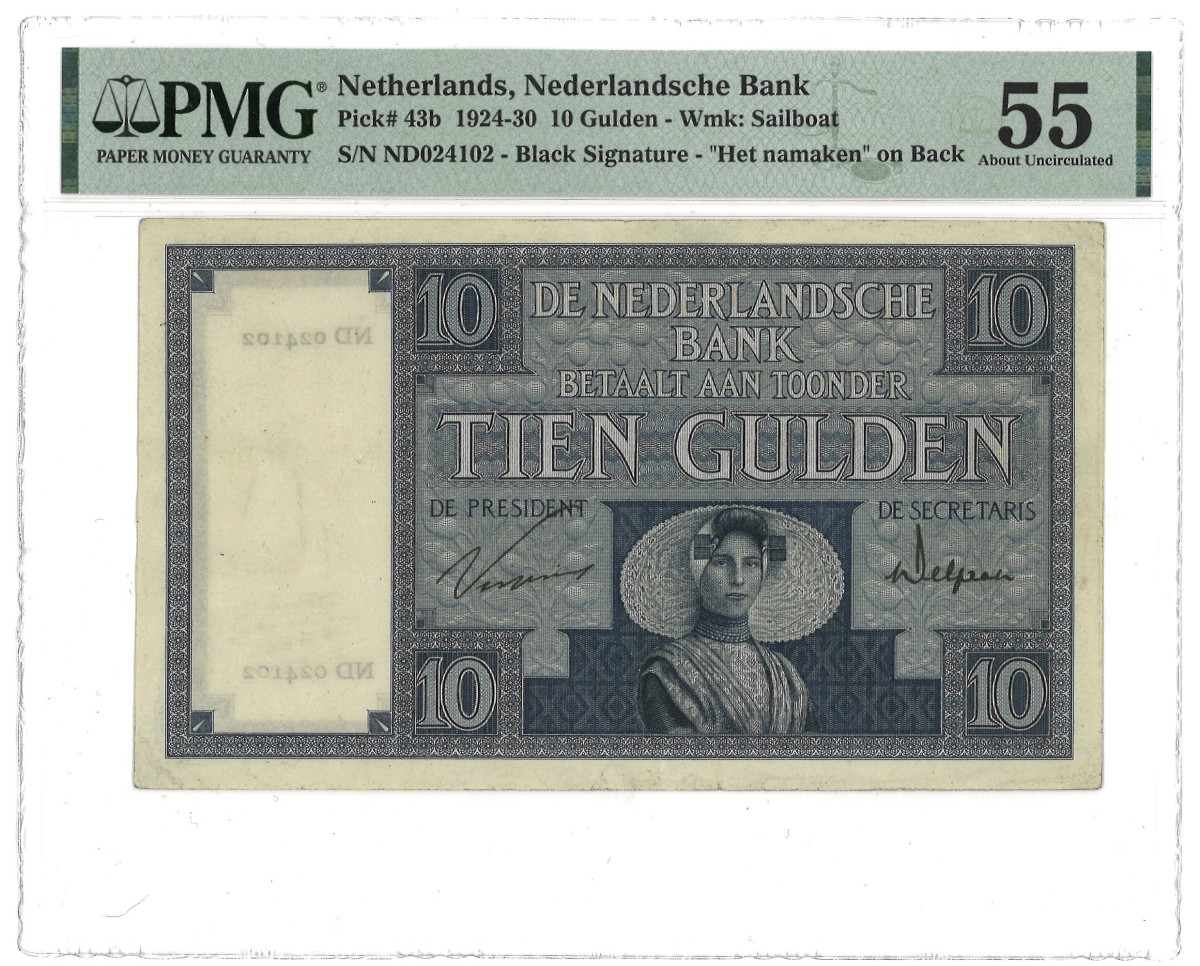 Nederland. 10 Gulden. Bankbiljet. Type 1927. Type Zeeuws Meisje. - PMG 55