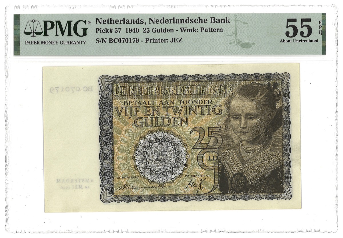 Nederland. 25 Gulden. Bankbiljet. Type 1940. Type Prinsesje. - PMG 55EPQ