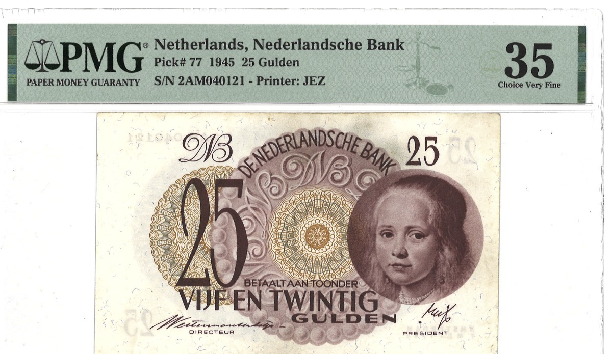 Nederland. 25 Gulden. Bankbiljet. Type 1945. - PMG 35