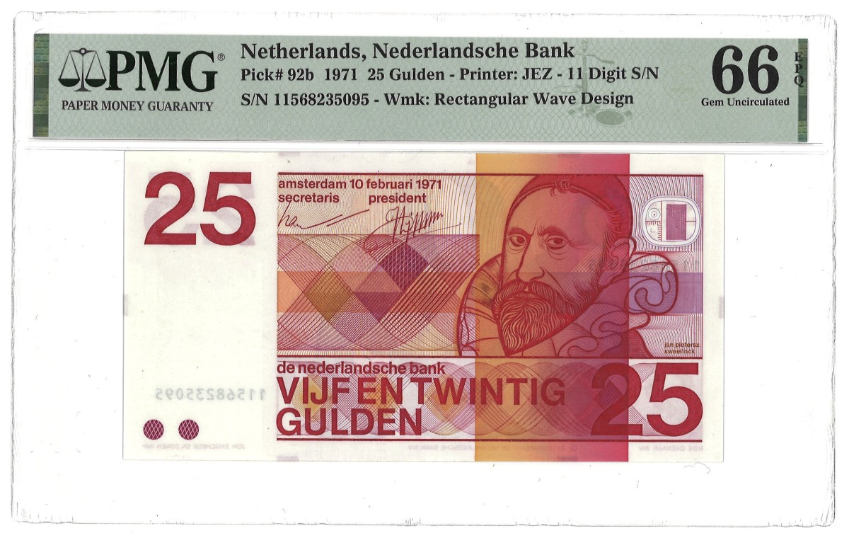 Nederland. 25 Gulden. Bankbiljet. Type 1971. Type Jan Pieterzoon Sweelinck. - PMG 66EPQ