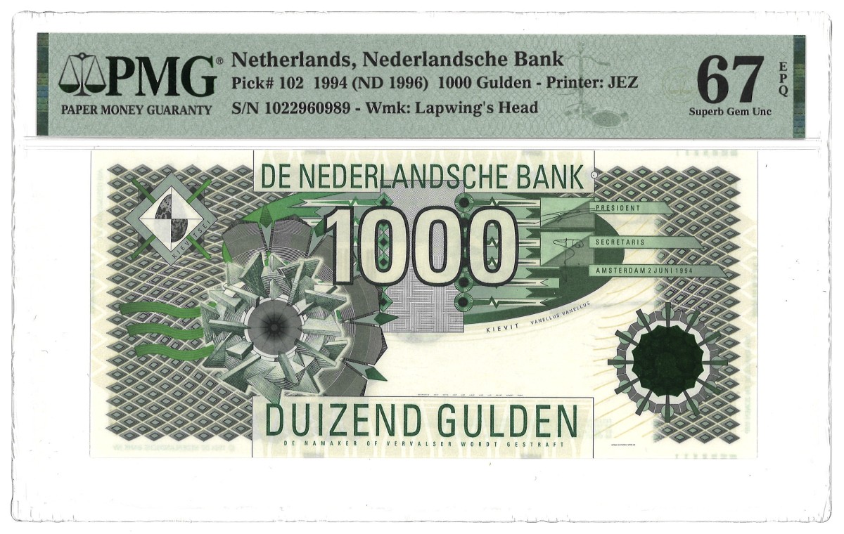 Nederland. 1000 Gulden. Bankbiljet. Type 1994. Type Kieviet. - PMG 67EPQ