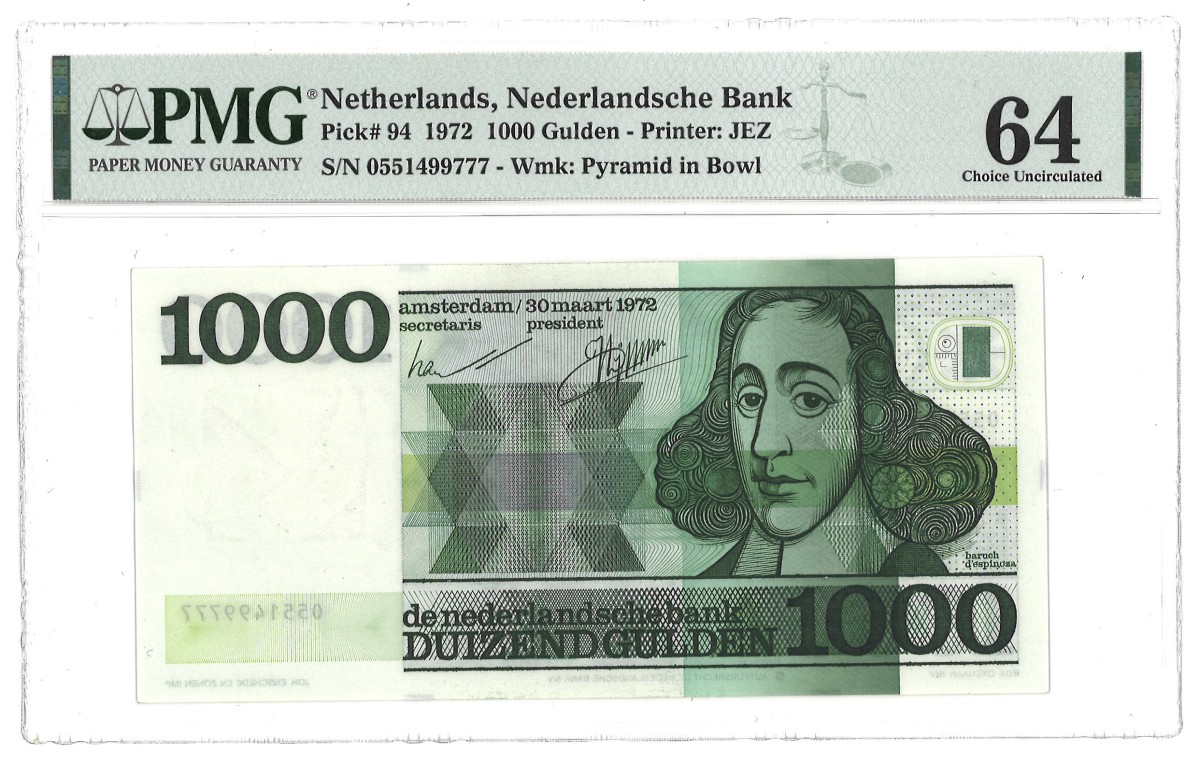 Nederland. 1000 Gulden. Bankbiljet. Type 1972. Type Spinoza. - PMG 64