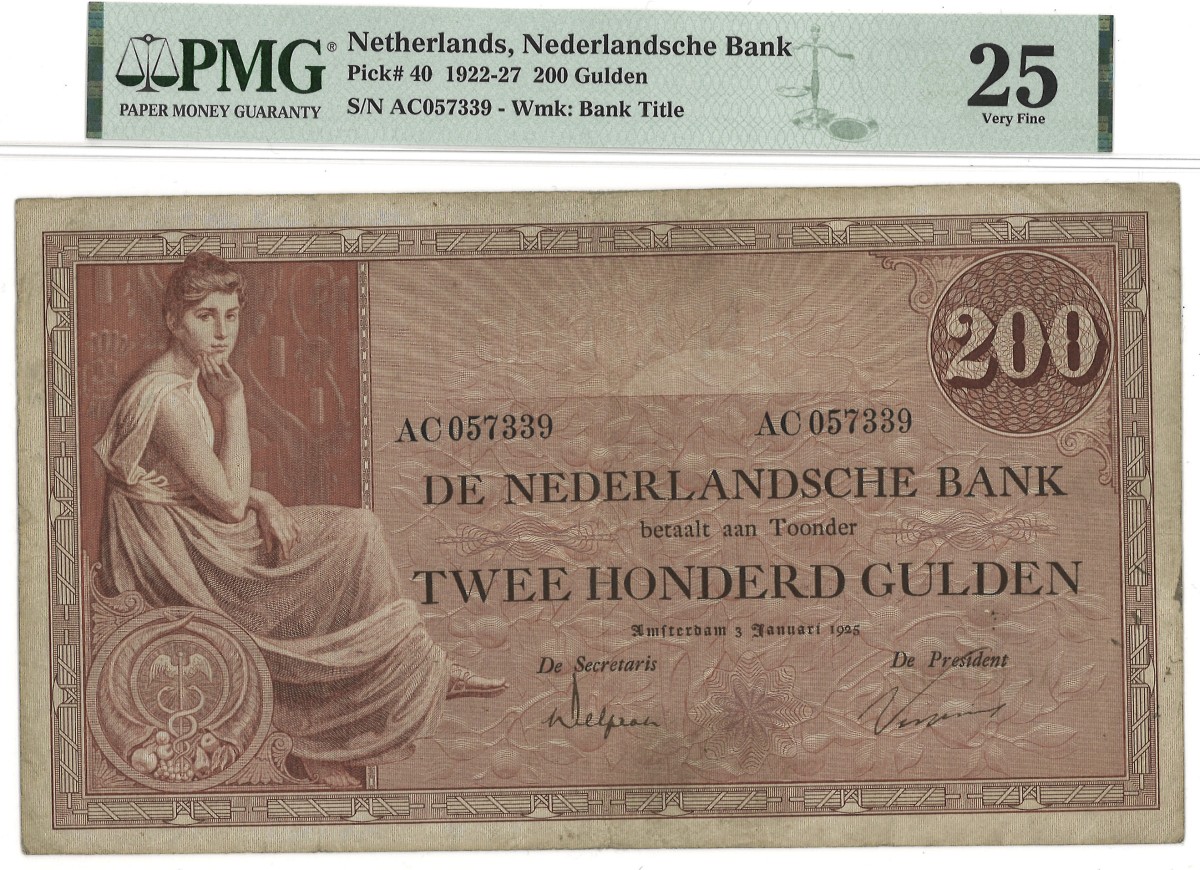 Nederland. 200 Gulden. Bankbiljet. Type 1922/1927. Type Grietje Seel. - PMG 25