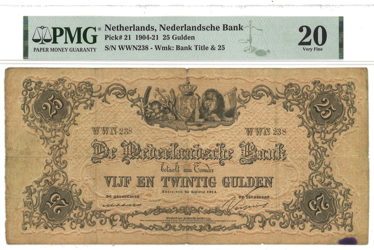 Nederland. 25 Gulden. Bankbiljet. Type 1904/1921. - PMG 20