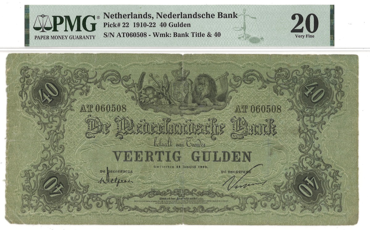 Nederland. 40 Gulden. Bankbiljet. Type 1910/1922. - PMG 20