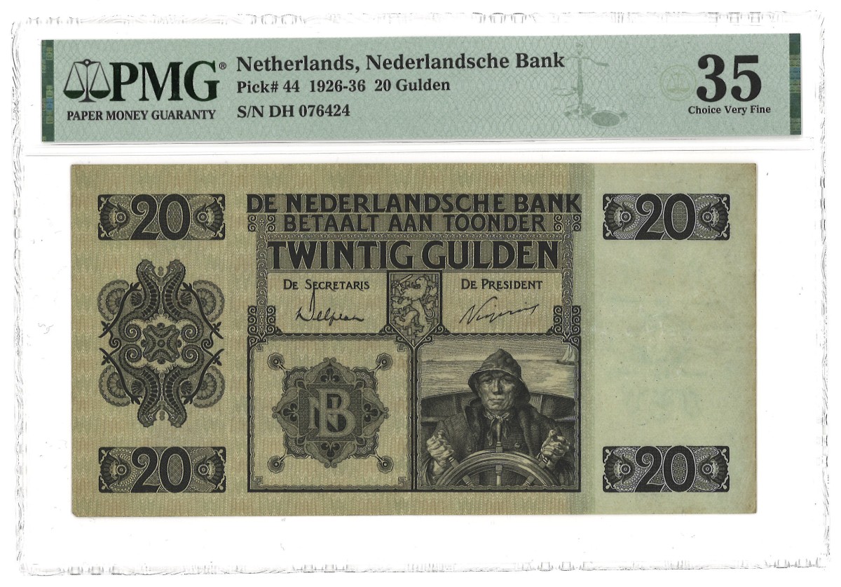 Nederland. 20 Gulden. Bankblijet. Type 1926. Type Stuurman. - PMG 35