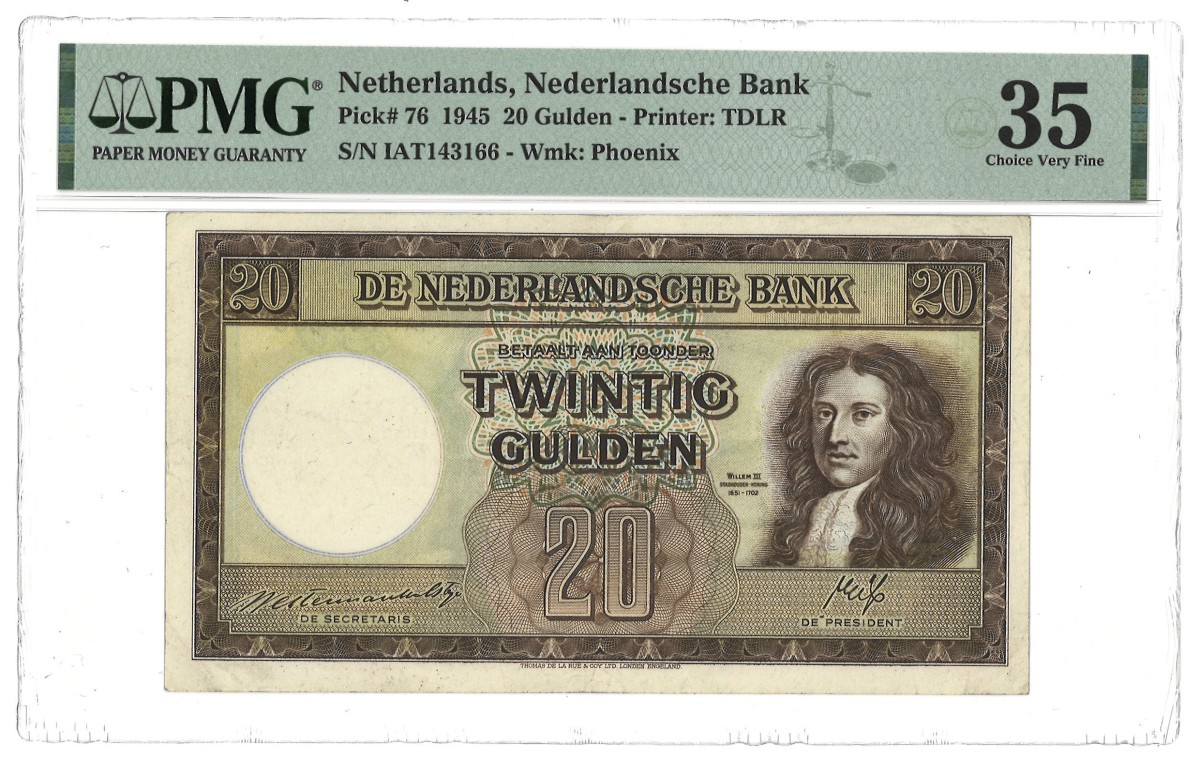 Netherlands. 20 Gulden. Bankbiljet. Type 1945. - PMG 35