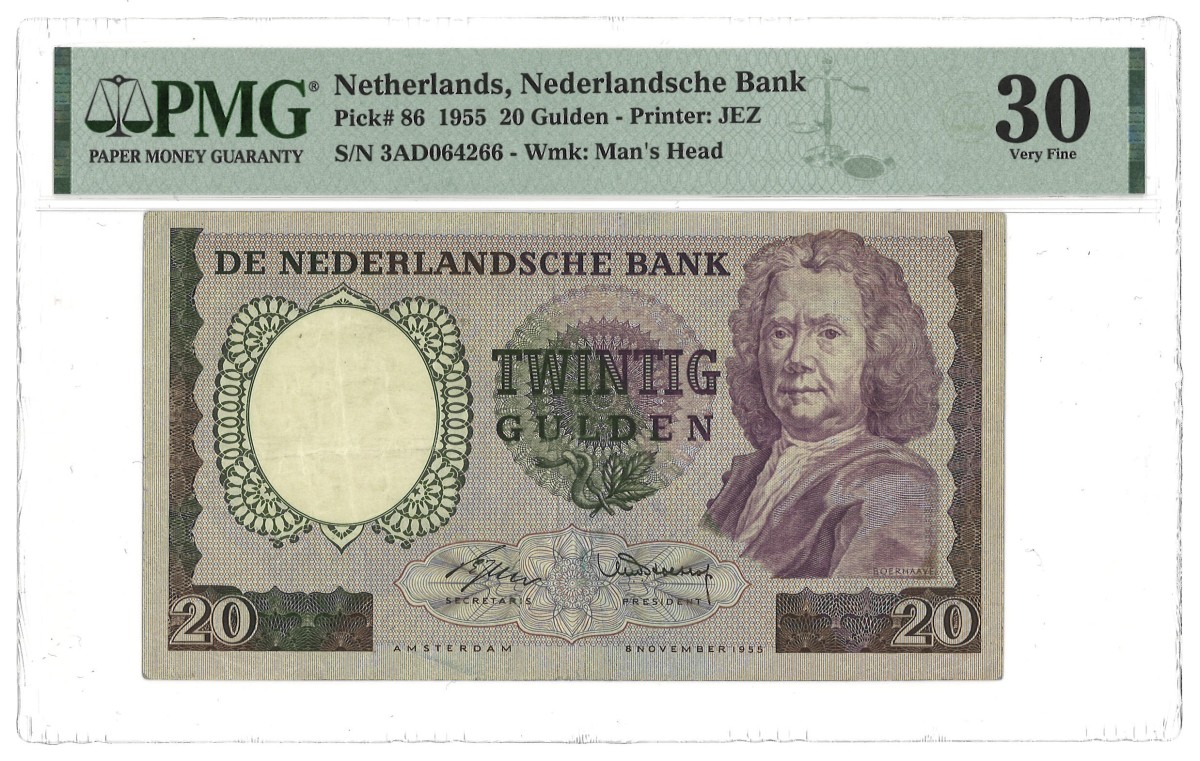 Nederland. 20 Gulden. Bankbiljet. Type 1955. Type Boerhaave. - PMG 30