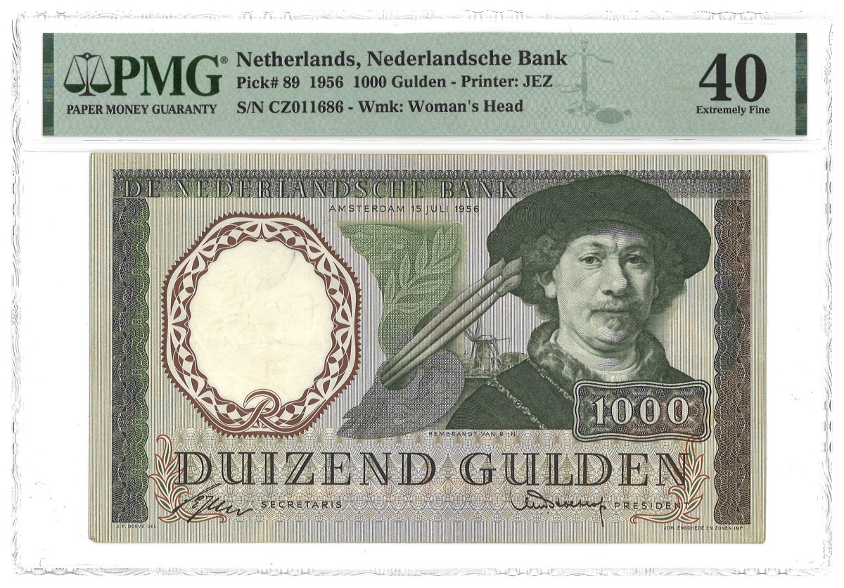 Nederland. 1000 Gulden. Bankbiljet. Type 1956. Type Rembrandt van Rijn. - PMG 40