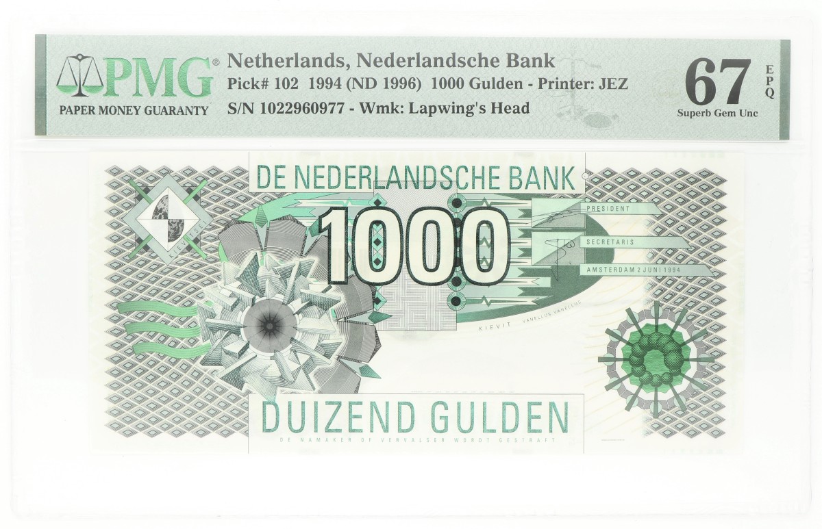 Nederland. 1000 Gulden. Bankbiljet. Type 1944. Type Kieviet. - PMG 67EPQ