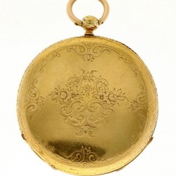 Zakhorloge goud, cylindergang - Herenzakhorloge - Handopwindbaar - Ca. 1870.