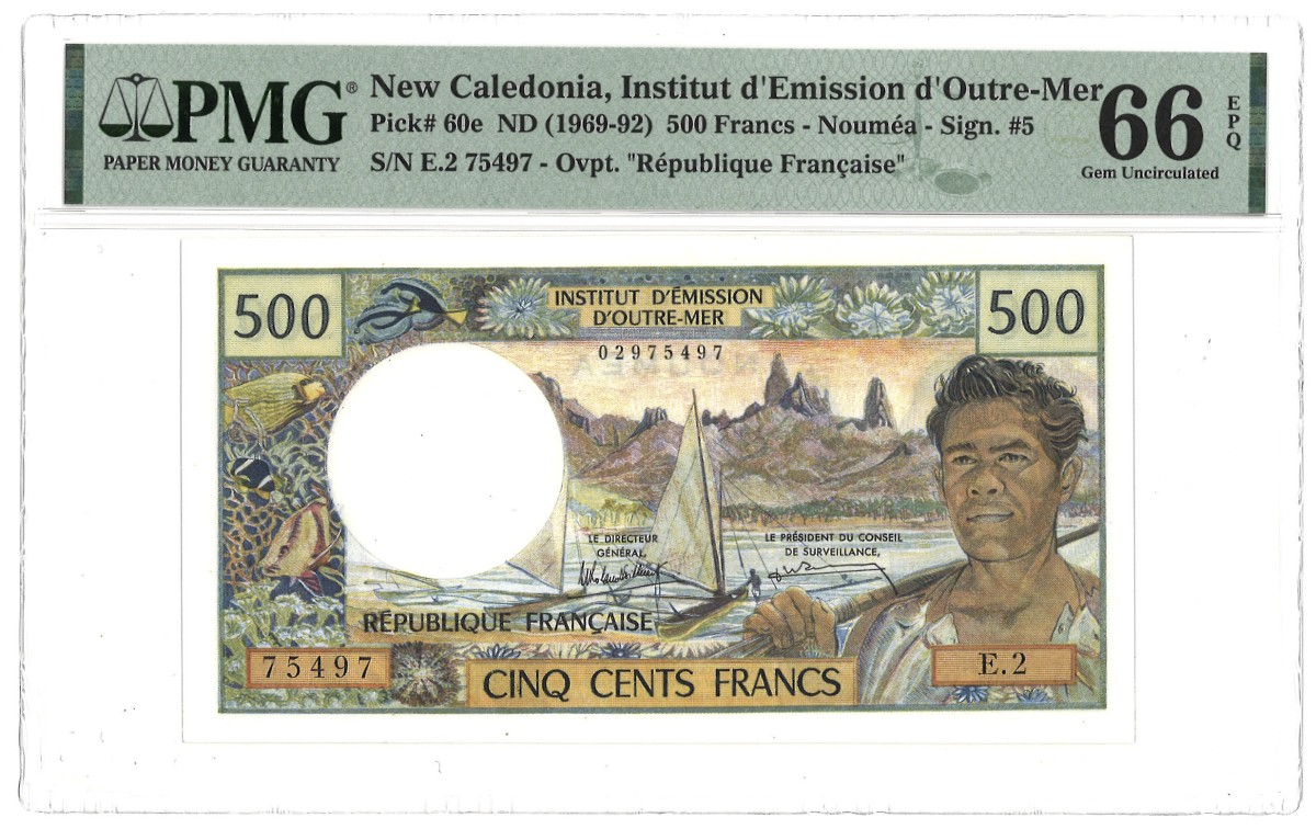 New Caladonia. 500 Francs. Banknote. Type 1969/1992. - PMG 66EPQ