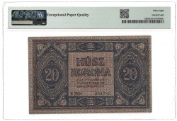 Hungary. 20 Korona. Banknote. Type 1919. - PMG 58EPQ