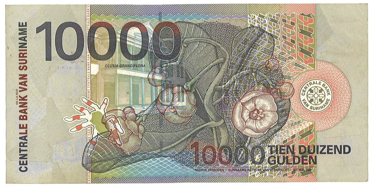 Suriname. 10.000 Gulden. Banknote. Type 2000. - Very fine +.